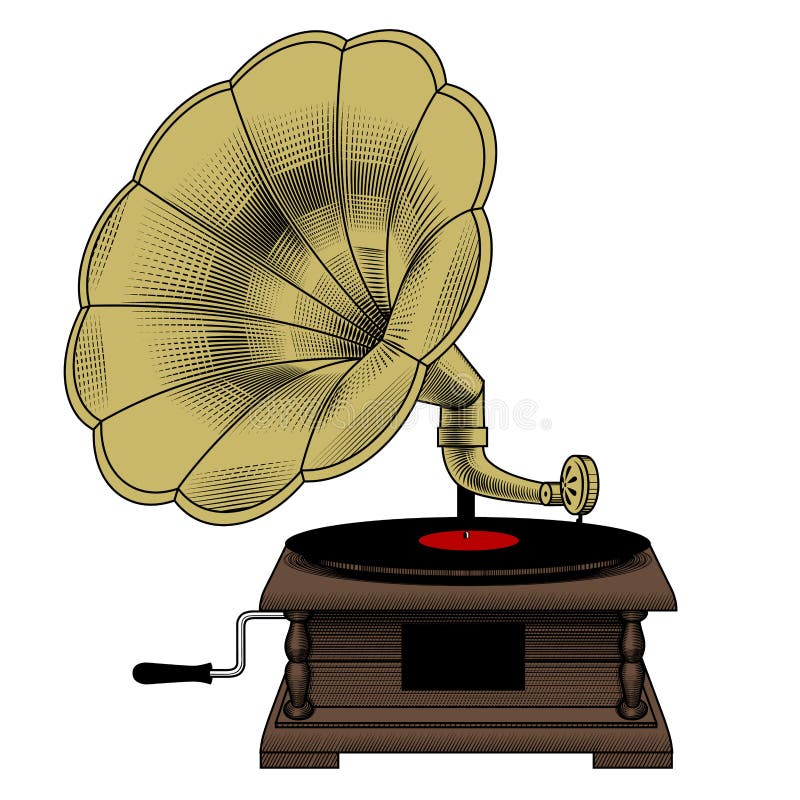 Gramophone drawing stock vector. Illustration of megaphone - 53937314