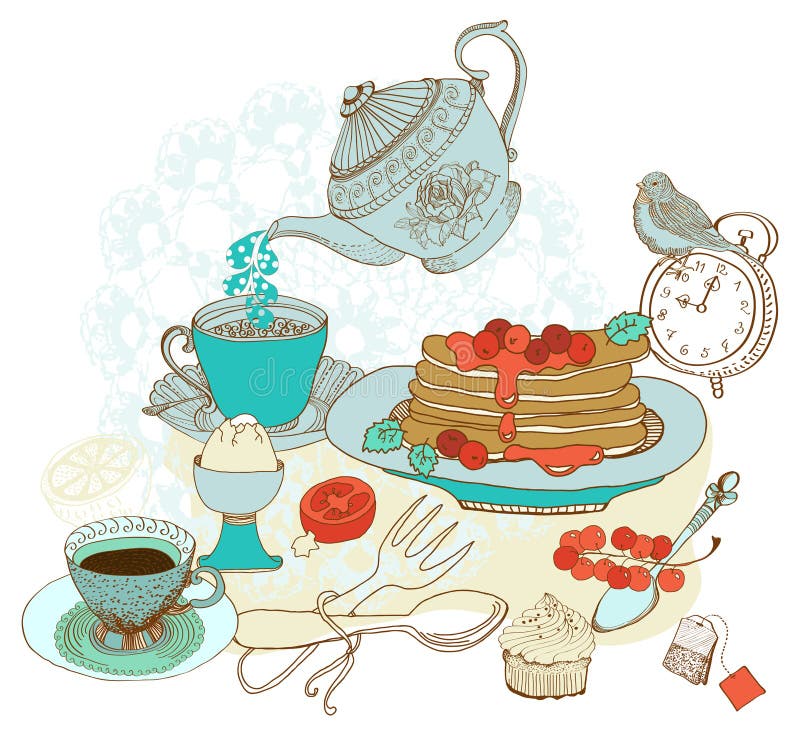 Vintage Color Morning Tea Background Stock Vector - Illustration of clock,  background: 40187174