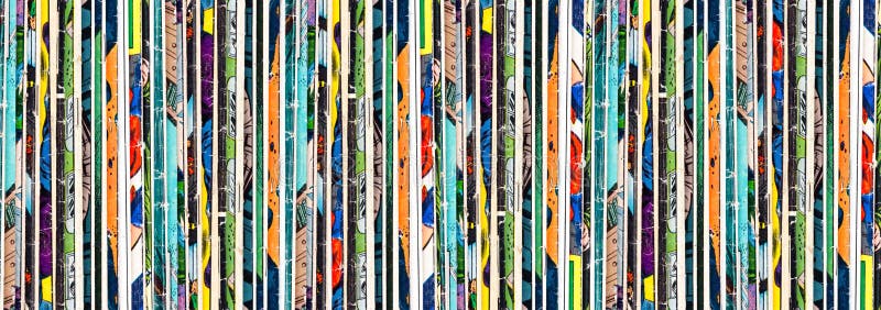 Vintage comic books stacked background banner