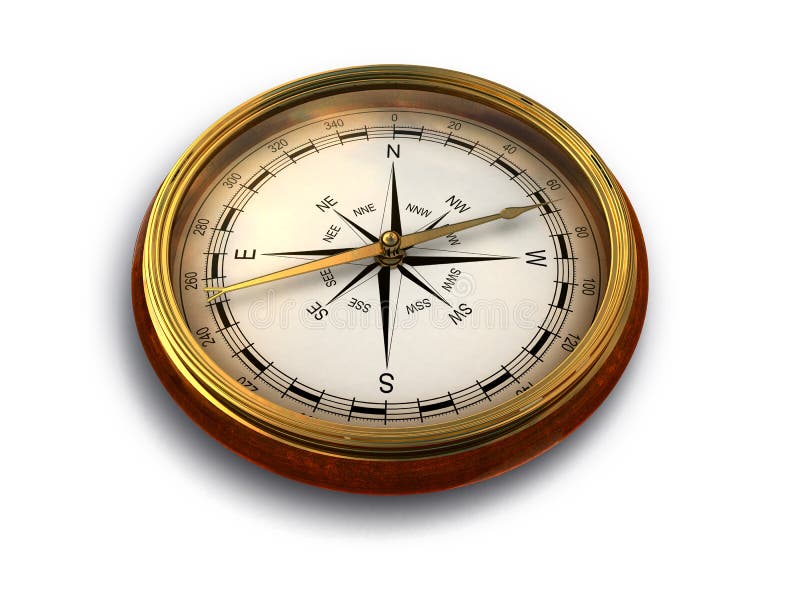 3d render of vintage compass isolated on white.