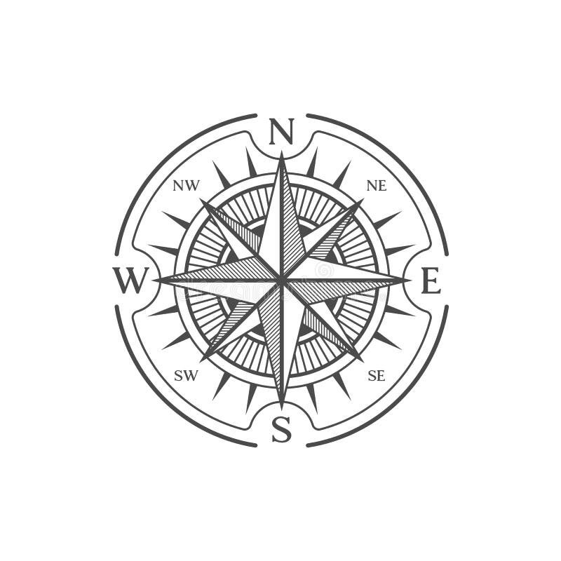 Vintage Compass and Wind Rose Isolated Symbol Set Stock Vector ...