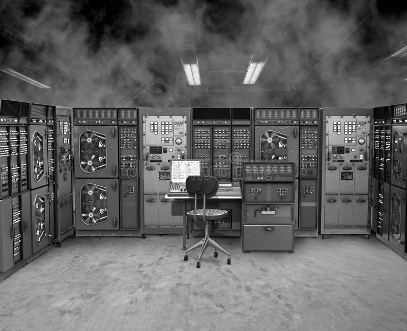 Vintage Computer Server Room, Background royalty free stock photography