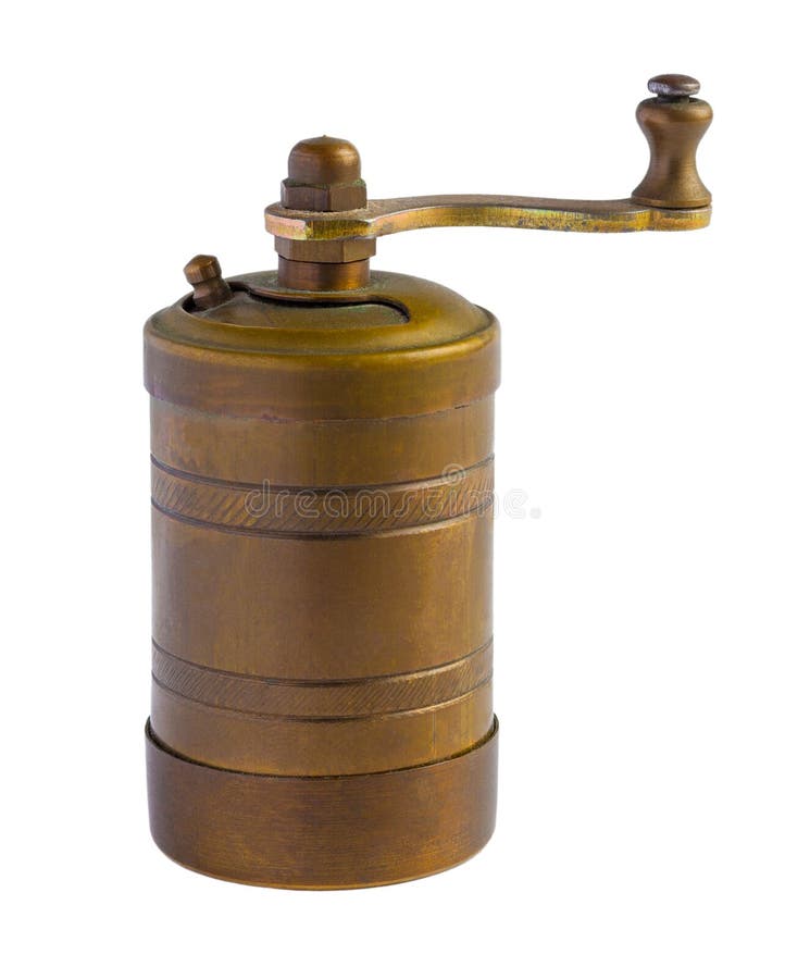 Vintage copper pepper mill isolated on a white stock photo Vintage copper pepper mill isolated on a white stock photo