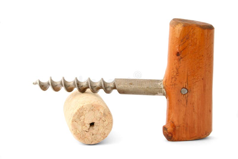 Vintage cork-screw on white