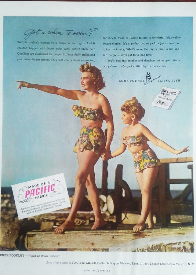 Vintage Cotton Swimsuit Advertisement Editorial Photo - Image of