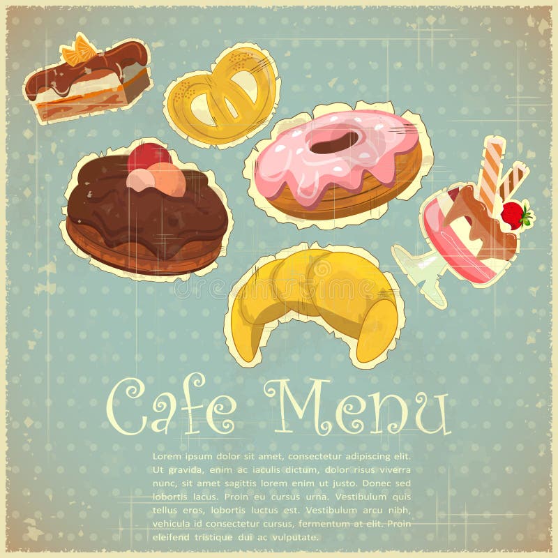 Vintage Cover Cafe or Confectionery Menu - Tea set on Retro background - illustration