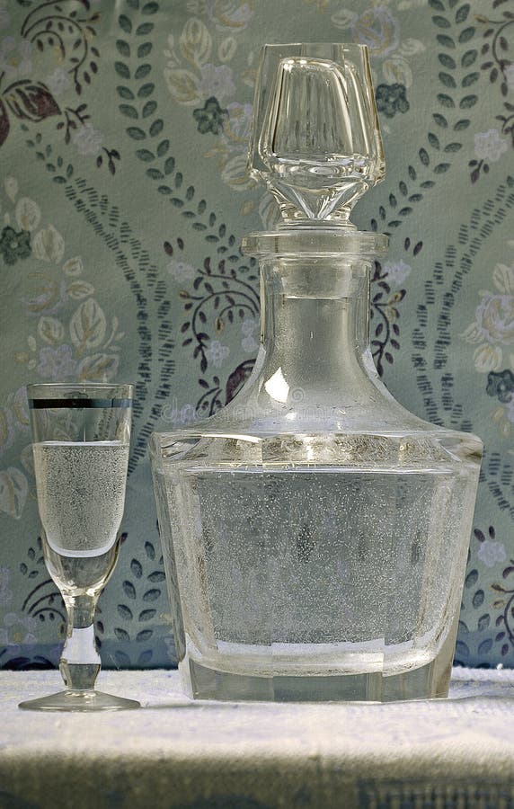 Vintage Decanter and Vodka Glass Stock Image Image of papge, ornate 29130977