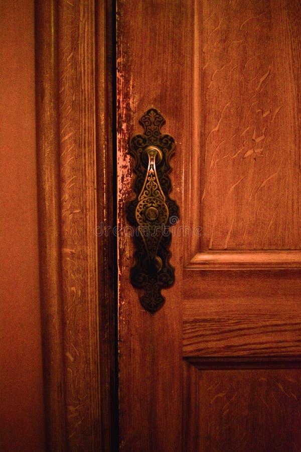Vintage Decorative Door Handle on Aged Door Stock Image Image of aged