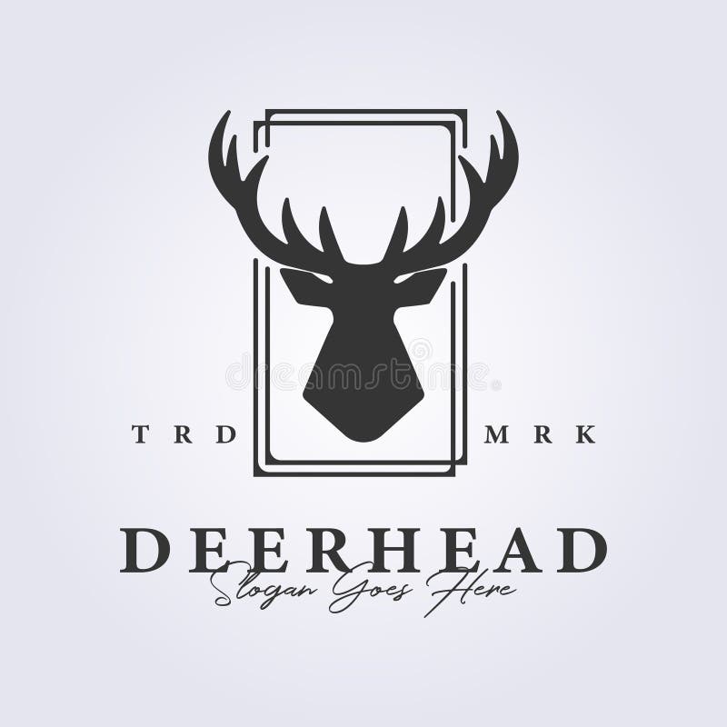 Vintage Deer Head Hunter Logo Vector Illustration Design. Stock