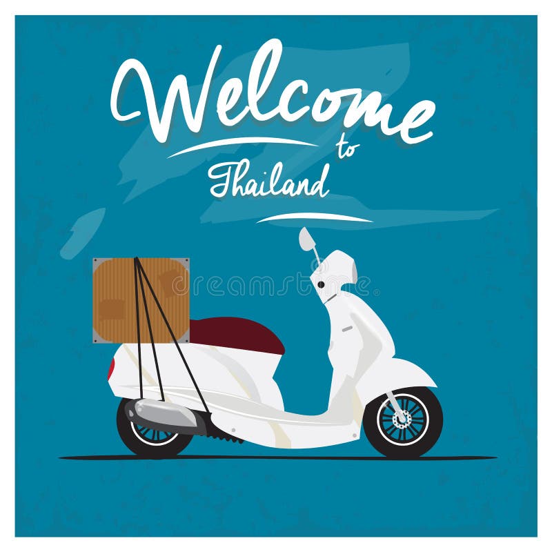 Vintage delivery motor bike icon in Thailand royalty free illustration