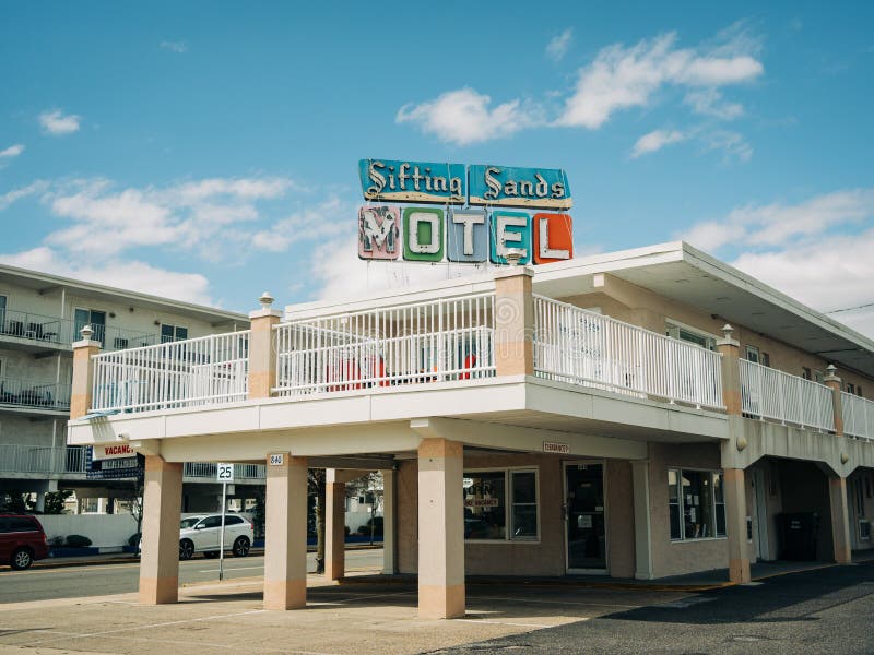 Travel photograph of sifting Sands Motel vintage sign Ocean City New Jersey. Travel photograph of sifting Sands Motel vintage sign Ocean City New Jersey