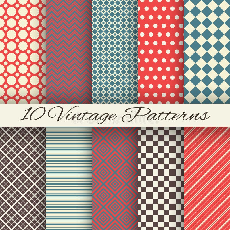 Vintage different vector seamless patterns