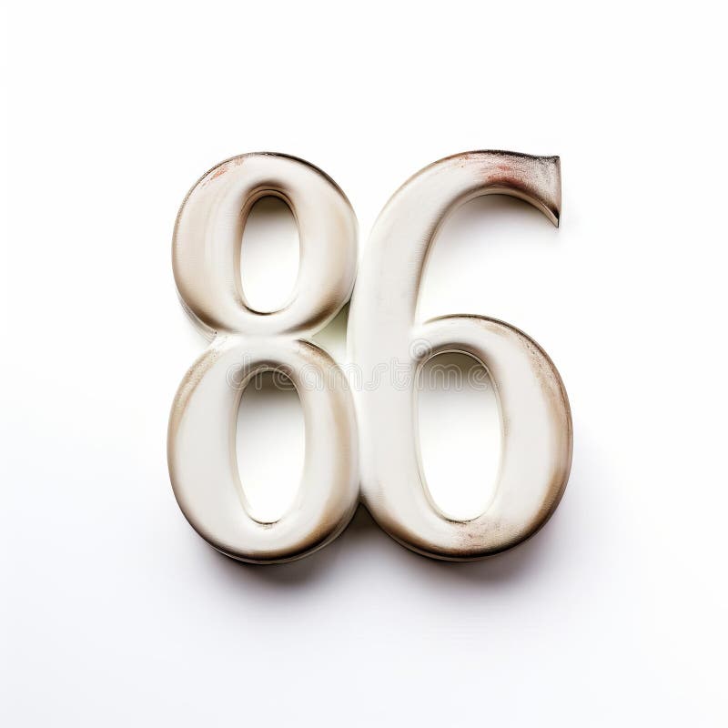 Vintage Distressed Number Eighty Six On White Background vector illustration