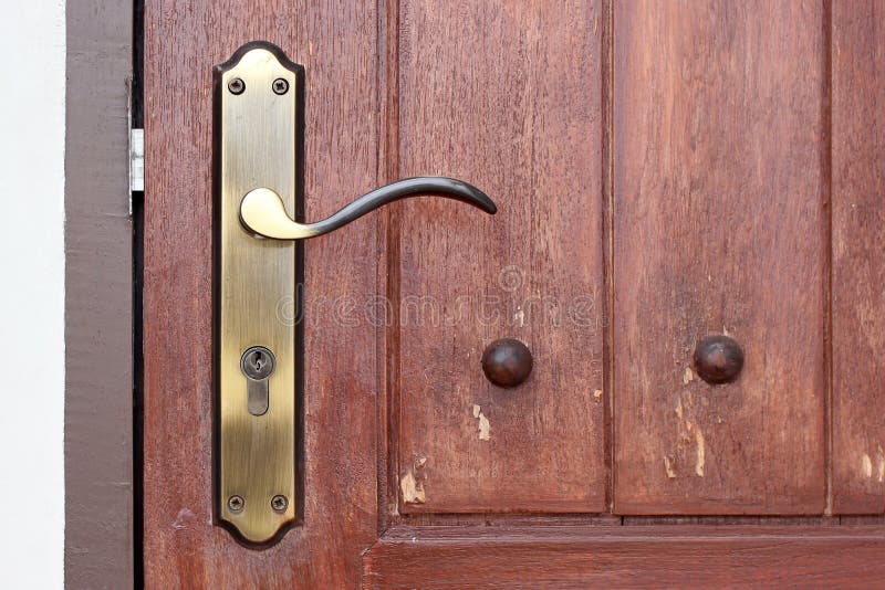 Vintage Door Handle with Keyhole Stock Photo - Image of knocker, hole ...