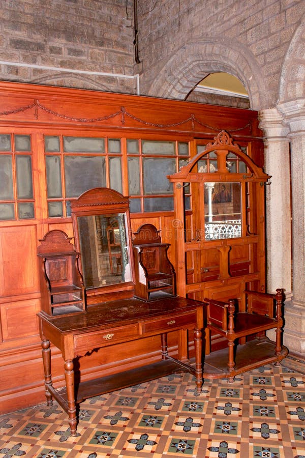 A vintage dressing tables with mirror in the palace of bangalore.