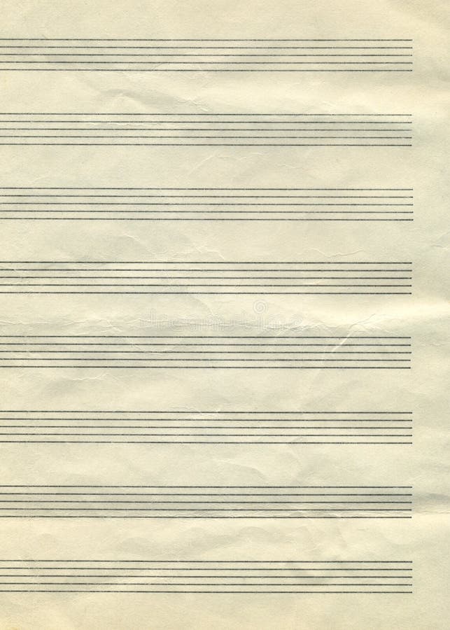 Vintage empty musical score notebook page background. Ruler for recording notes. Music notation elements for design. Paper notation stock images, royalty-free photos and pictures