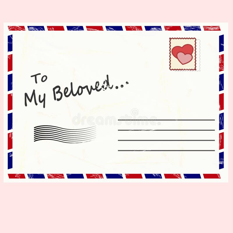 Vintage Envelope with Heart Stamp Stock Illustration - Illustration of ...