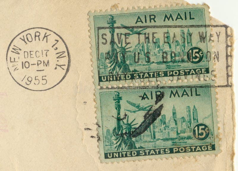 Vintage Envelope from NY 1955 Editorial Stock Photo Image of texture