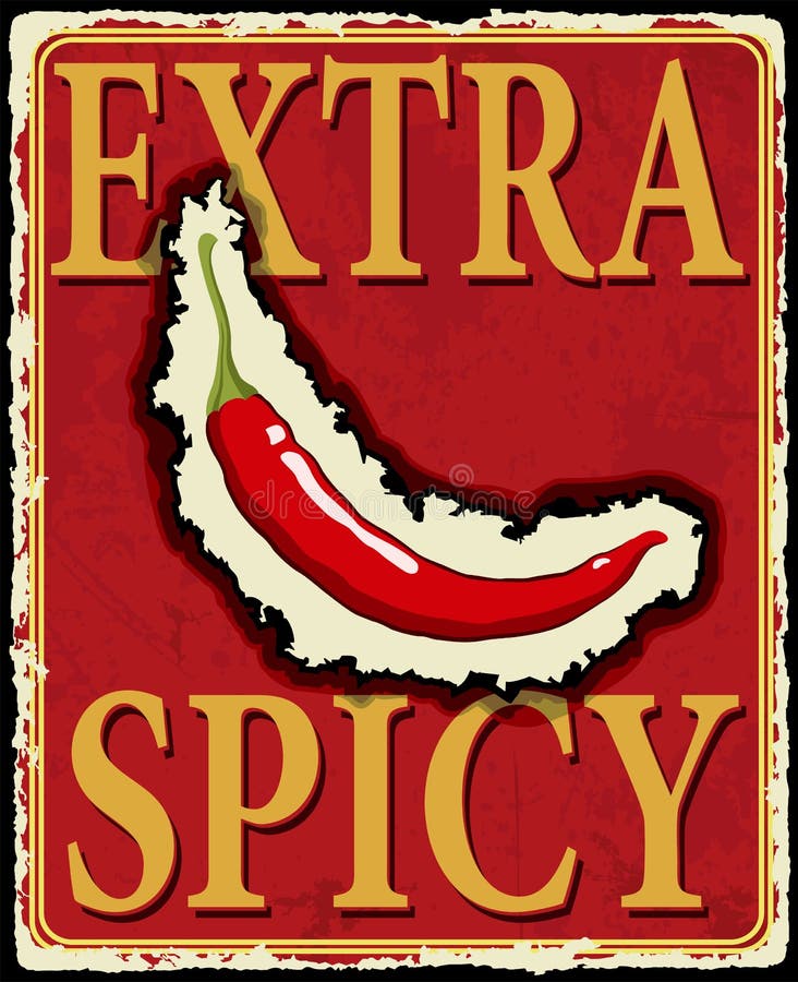 Vintage extra spicy poster. Vector illustration.