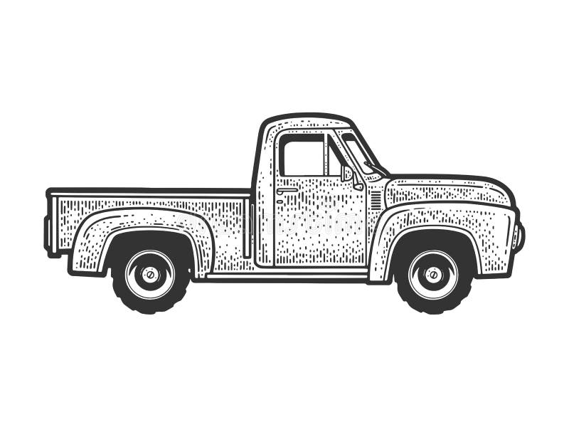 Vintage farm truck sketch vector illustration