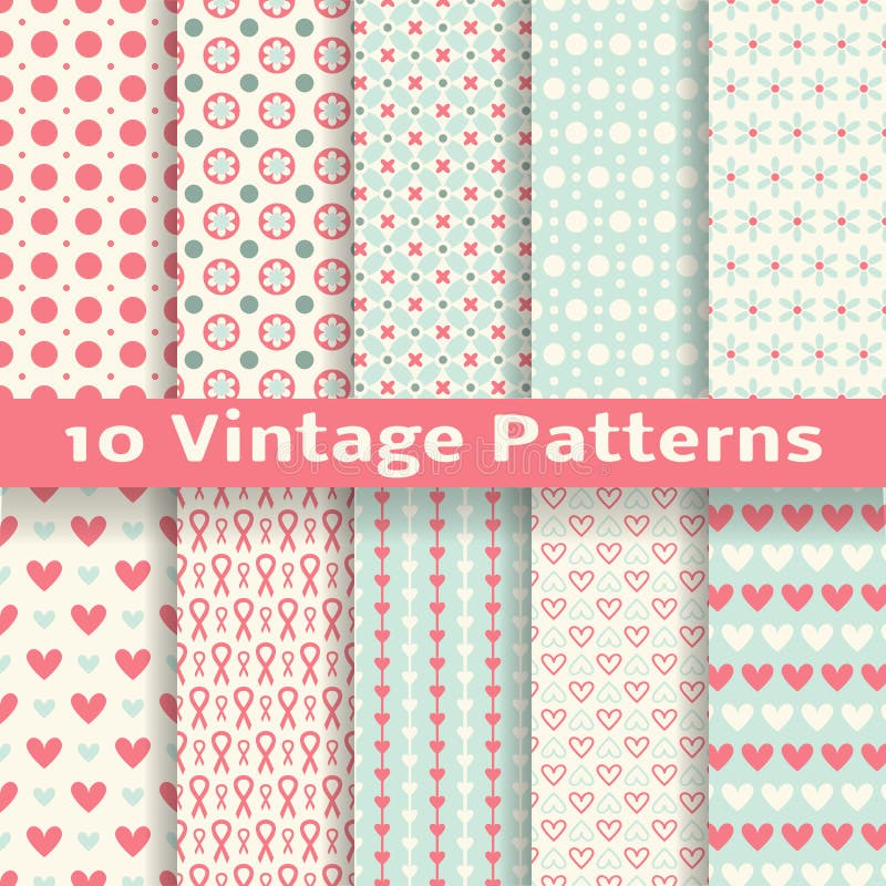 Vintage fashionable vector seamless patterns royalty free illustration