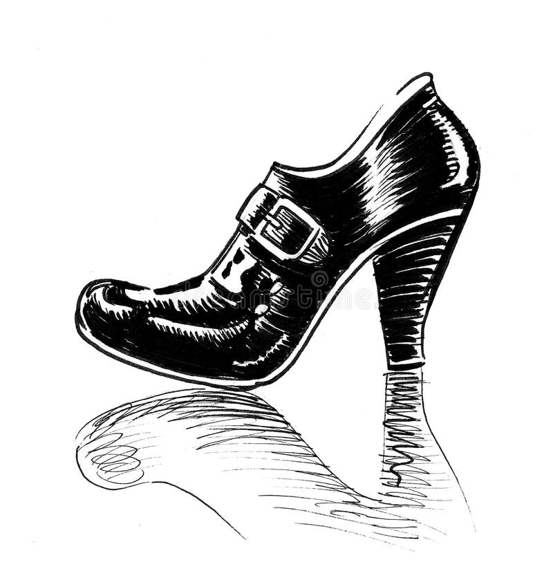 Vintage female shoe stock illustration. Illustration of black - 202037141