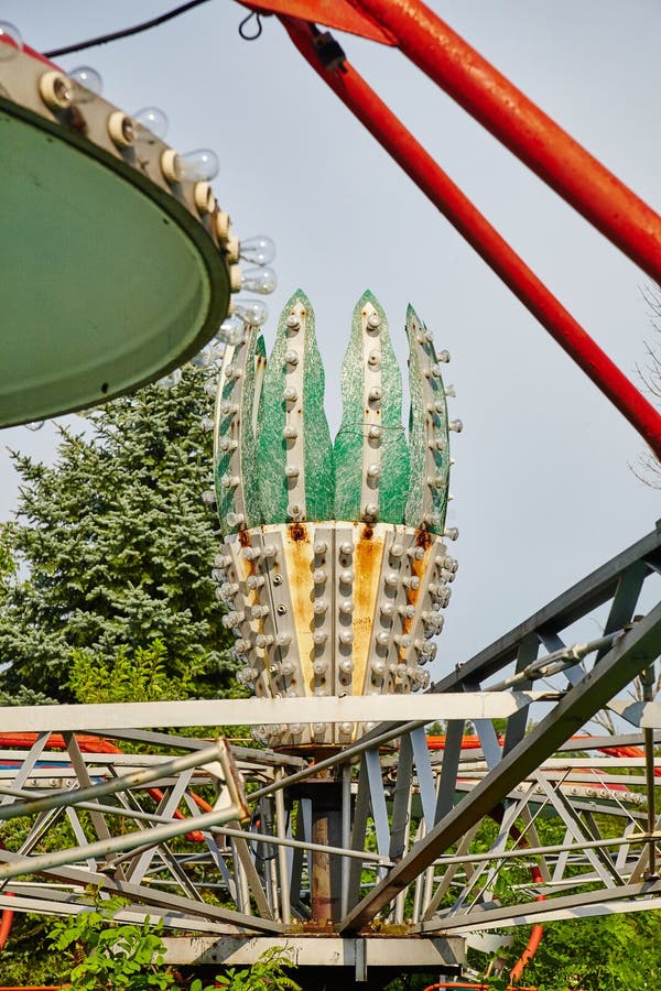 Vintage Ferris Wheel Close-Up with Rustic Charm, Overcast Sky