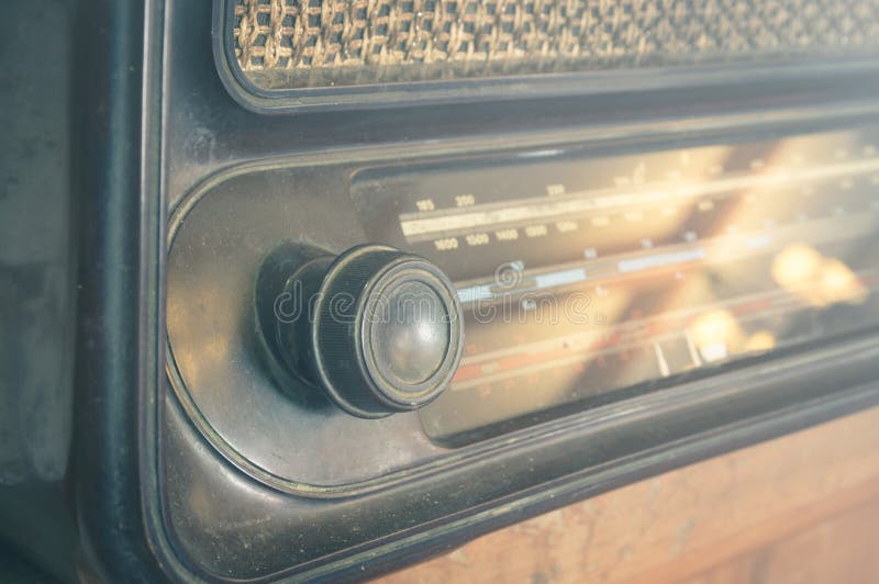 Vintage filtered Closeup old retro radio. stock photo Vintage filtered Closeup old retro radio. stock photo