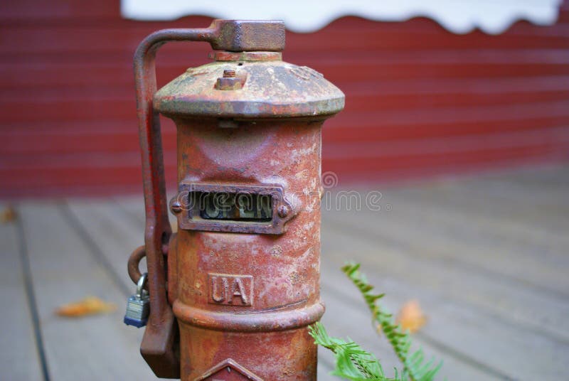 Vintage fire hydrant OPEN stock photo. Image of aged 53403086