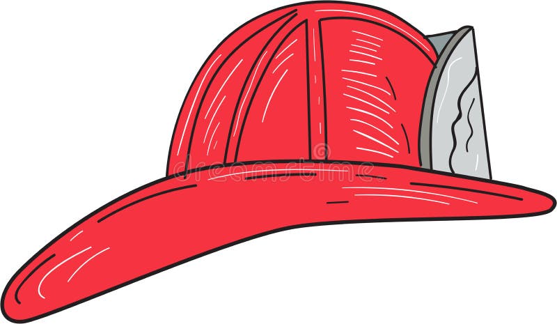 Vintage Fireman Firefighter Helmet Drawing