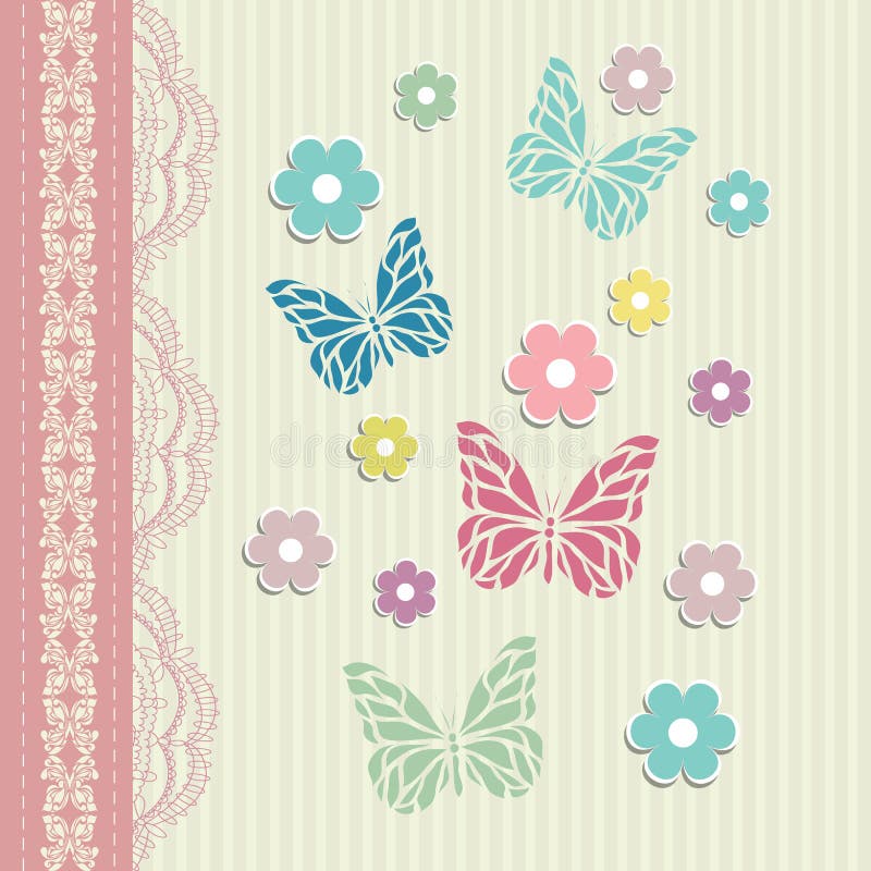 Pink vector flowers border stock vector. Illustration of feminine