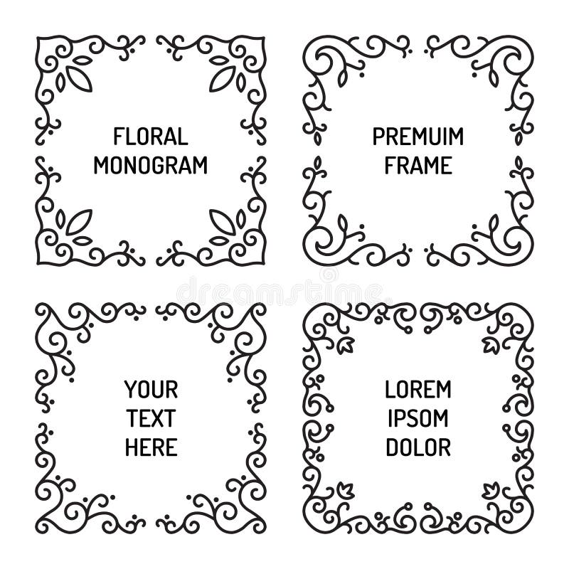 Vintage Floral Line Art Frame Stock Vector Illustration of style