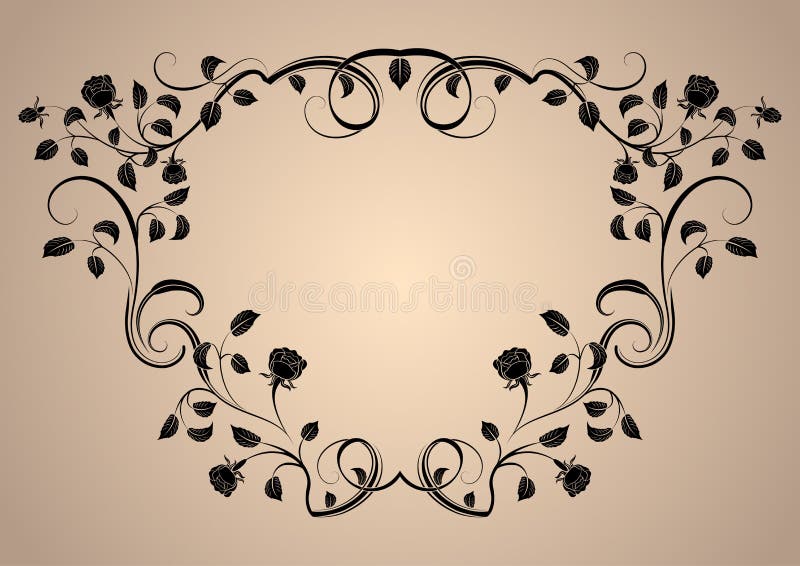 Vintage floral rose frame vector illustration