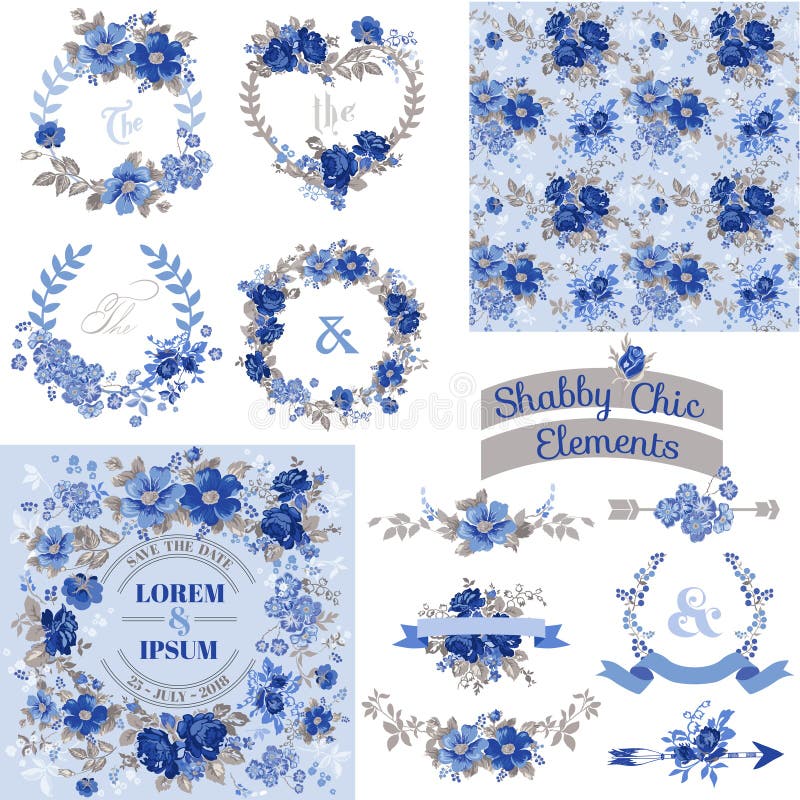 Vintage Floral Set - Frames, Ribbons, Backgrounds vector illustration Vintage Floral Set - Frames, Ribbons, Backgrounds vector illustration