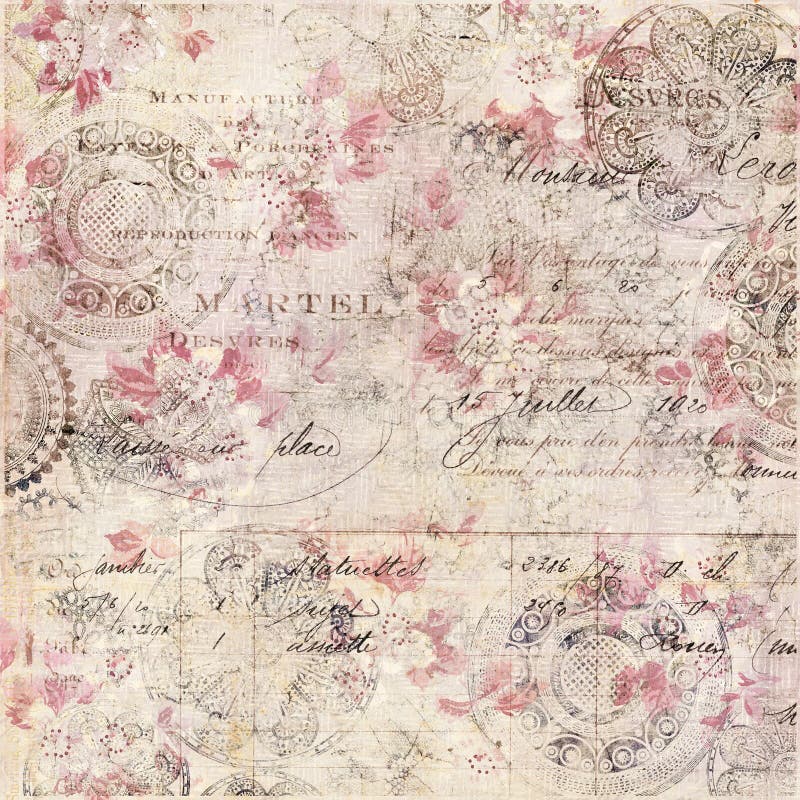 Vintage Floral Shabby Chic Background with script