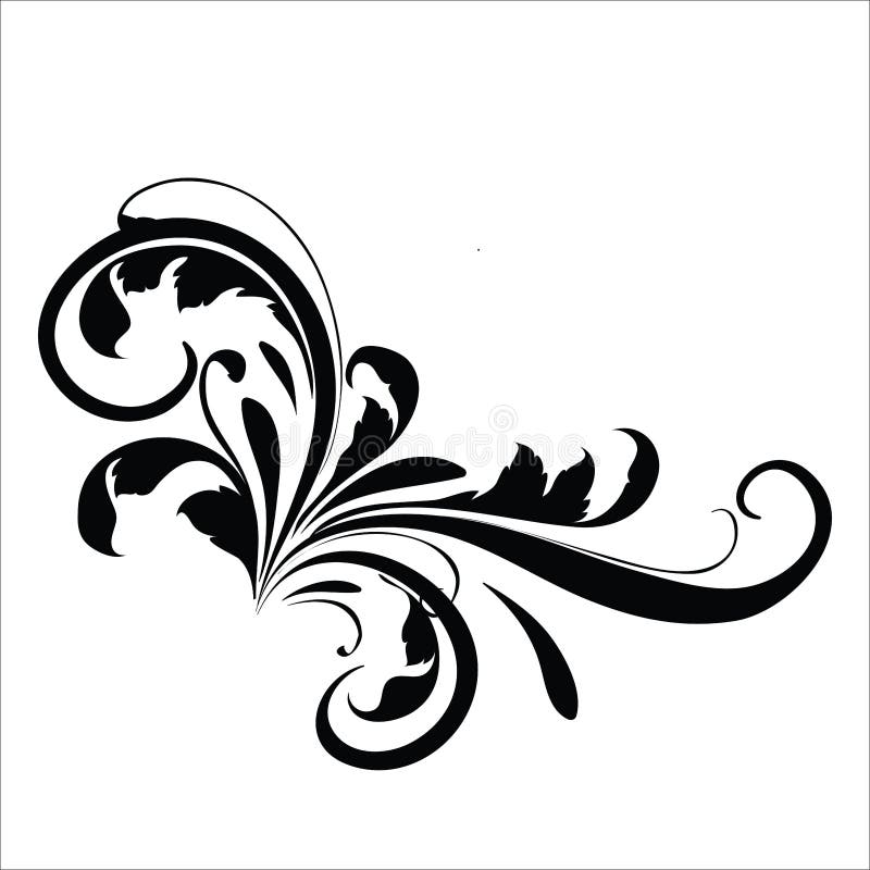 Vintage flower design elements. Black curly branches shapes isolated on white background. Vector illustration royalty free illustration Vintage flower design elements. Black curly branches shapes isolated on white background. Vector illustration royalty free illustration