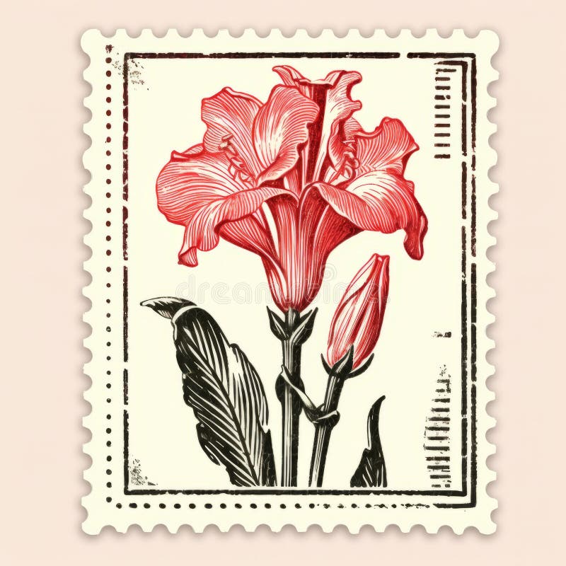 a postage stamp showcasing a nostalgic illustration style with red flowers and a flourish. the realistic forms of the flowers are depicted in shades of pink and beige, reminiscent of editorial illustrations. the design also incorporates gelatinous forms, inspired by the works of edward poynter. the stamp has a charming hand-drawn aesthetic. ai generated. a postage stamp showcasing a nostalgic illustration style with red flowers and a flourish. the realistic forms of the flowers are depicted in shades of pink and beige, reminiscent of editorial illustrations. the design also incorporates gelatinous forms, inspired by the works of edward poynter. the stamp has a charming hand-drawn aesthetic. ai generated