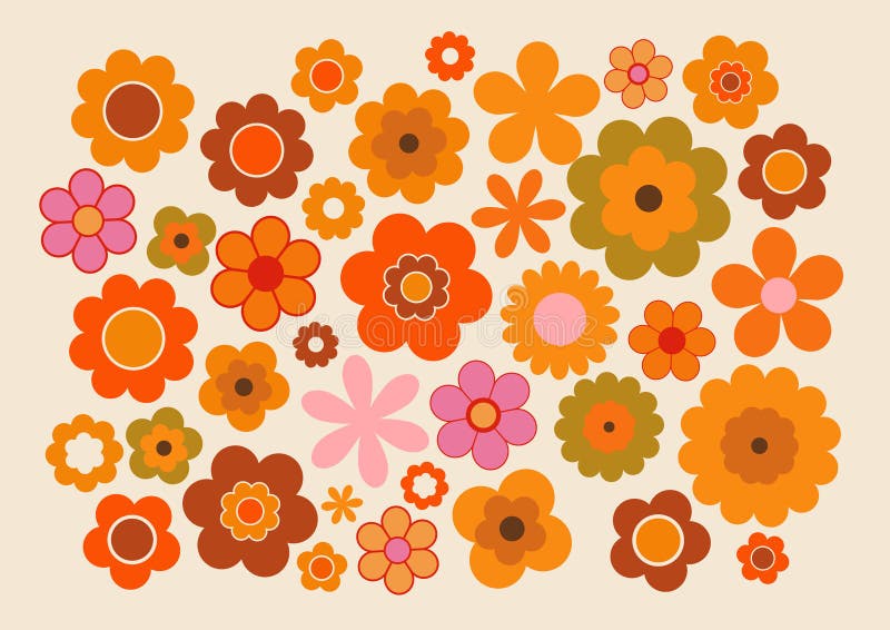 wallpapers 70S Flowers Vector vintage flowers stock vector
