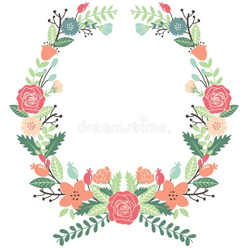 Vintage Flowers Wreath stock vector. Illustration of formal - 57299573