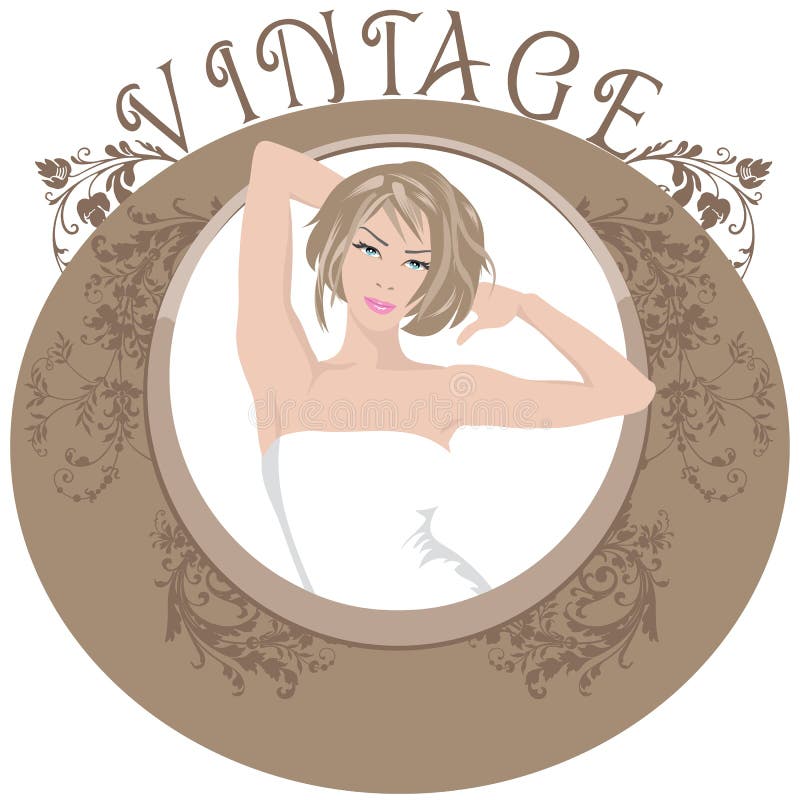 Vintage Frame. Vintage Floral Frame with a fancy lady royalty free illustration