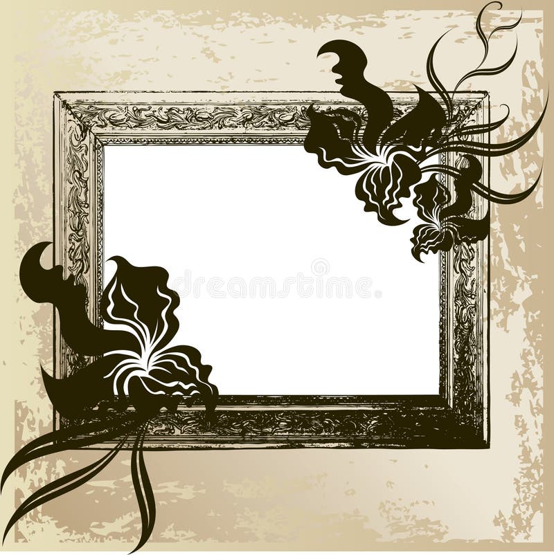 Vintage frame with orchid