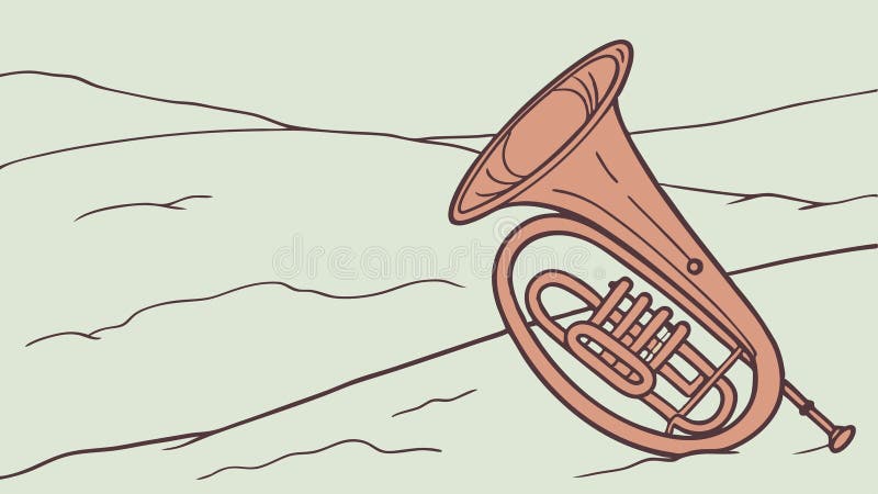 Vintage French Horn i en vektor för Lush Field Rustic Charm-vektor för generativ AI stock illustrationer