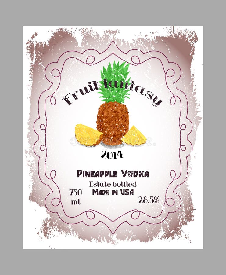 Pineapple Fruit Wine Labels 