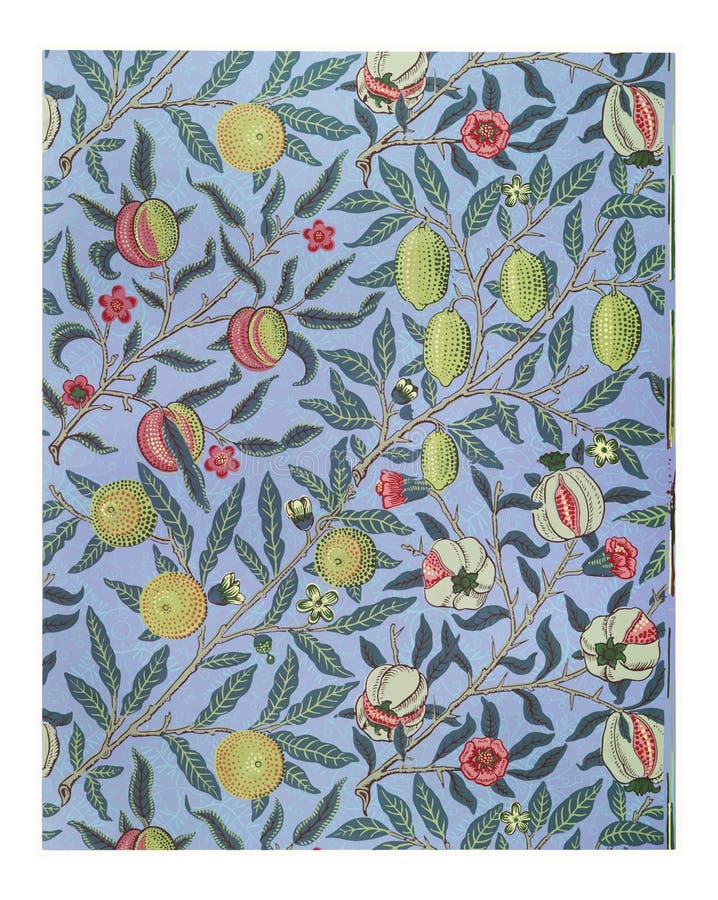 Vintage fruit illustration wall art print and poster design remix from the original artwork by William Morris