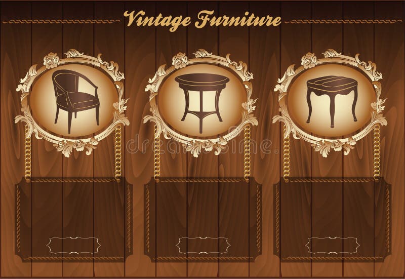 Vintage furniture flyer stock illustration. Illustration ...
