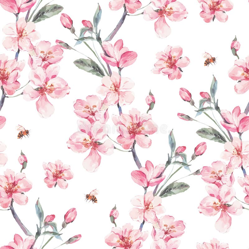 Vintage garden vector spring seamless background vector illustration