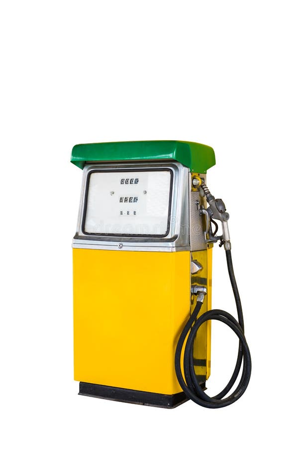 Vintage gasoline fuel pump dispenser isolated with clipping path
