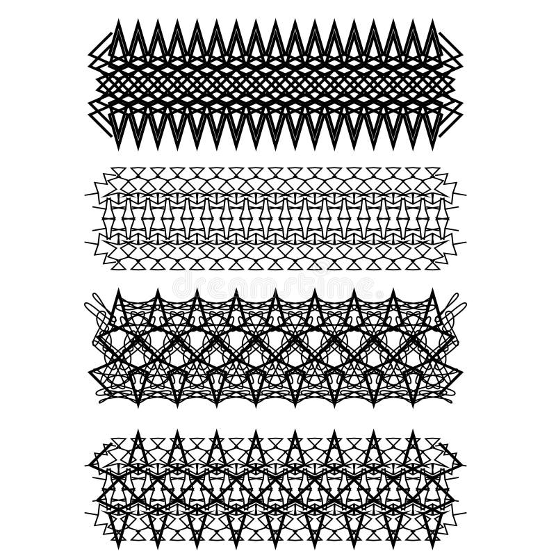 Vintage geometric ornament set on white background. Vector stock illustration