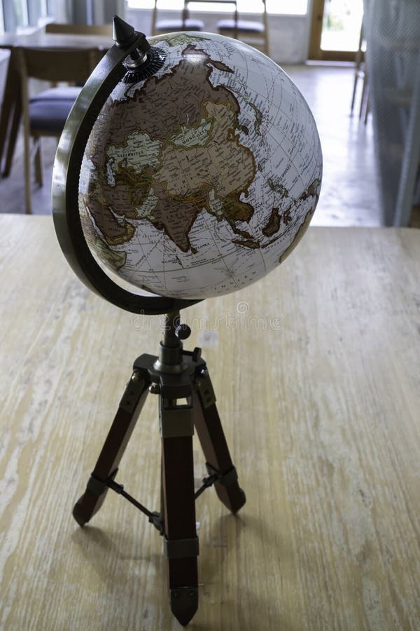 Vintage Globe Decorated on Top of the Table Stock Image Image of