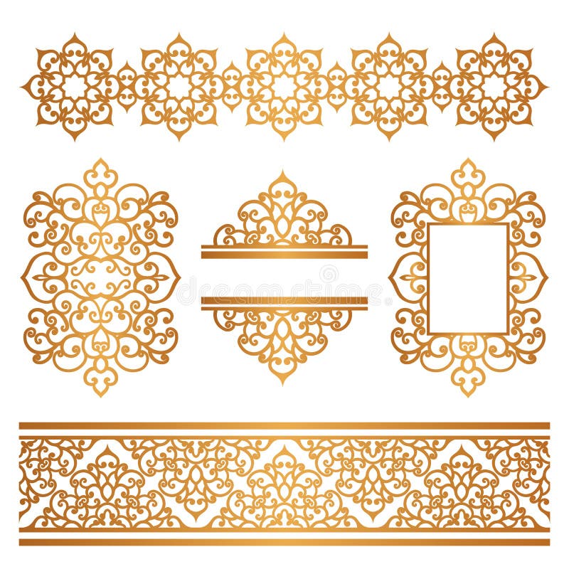 Gold Frames and Borders Set Stock Vector Illustration of isolated